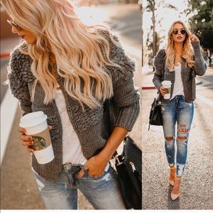 Vici Collection Snuggled Up Fringe Knit Jacket, M